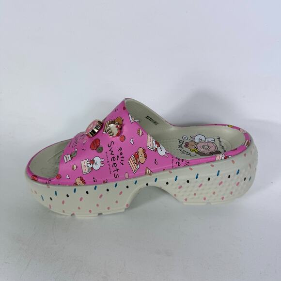 Crocs Line Friends Stomp Petit Sweets Slide Sandal Women 9 Pink Slip-On Open Toe - Picture 6 of 10
